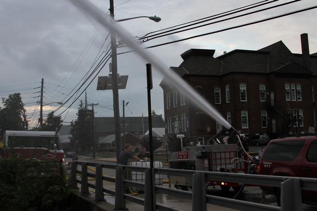 Foam trailer in operation